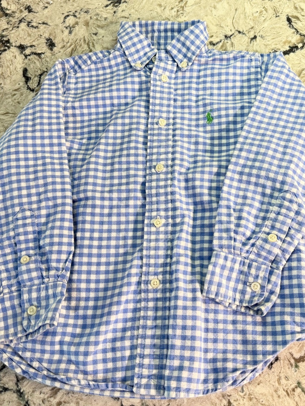 Ralph Lauren Light Blue and White Gingham Button-Down Shirt